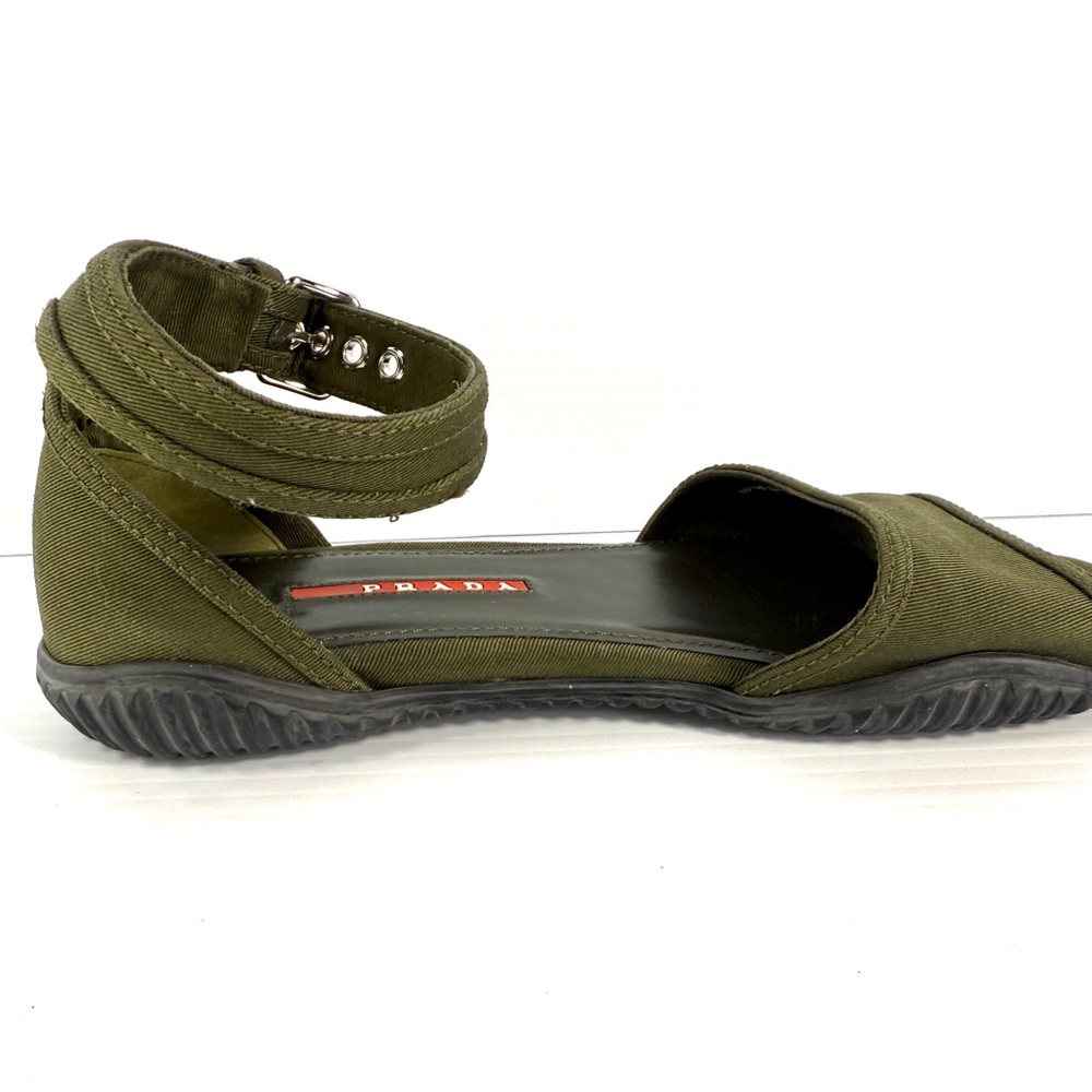 Prada Linea Rossa Gabardine Ankle-Strap Flat Sandals - Picture 6 of 12